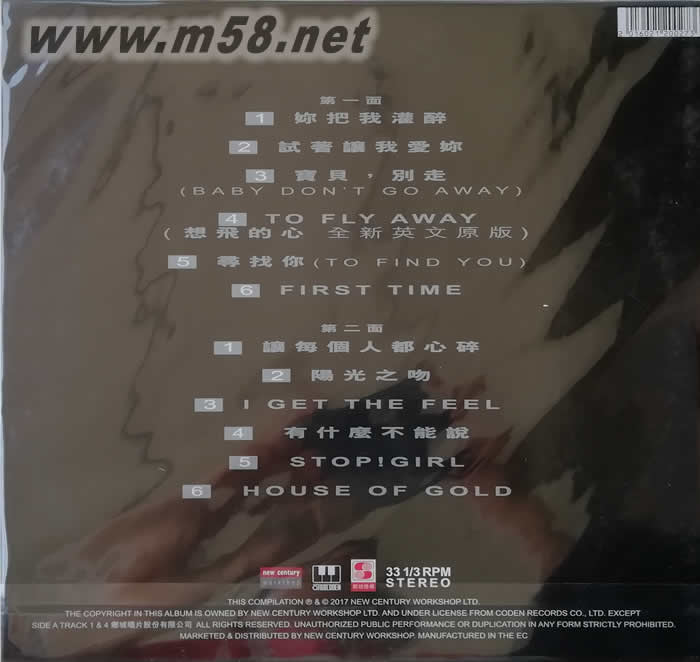 你把我灌醉 180g 33RPM LP 黑膠專輯背面圖片