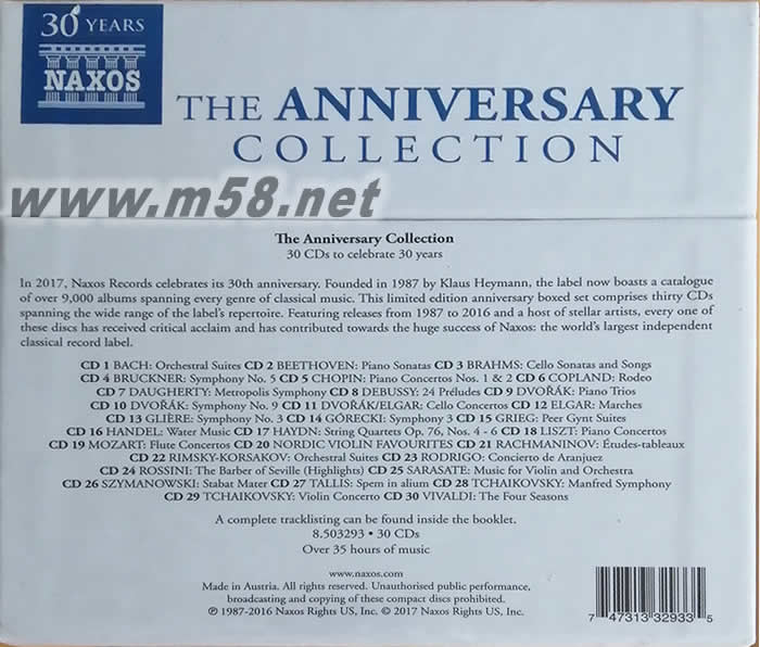 THE ANNIVERSARY COLLECTION 拿索斯30周年紀念套裝 30CD大套裝專輯背面圖片