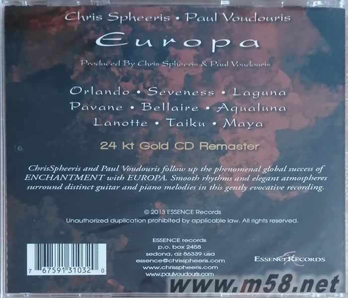 Europa 夢回歐羅巴 24K金碟版專輯背面圖片