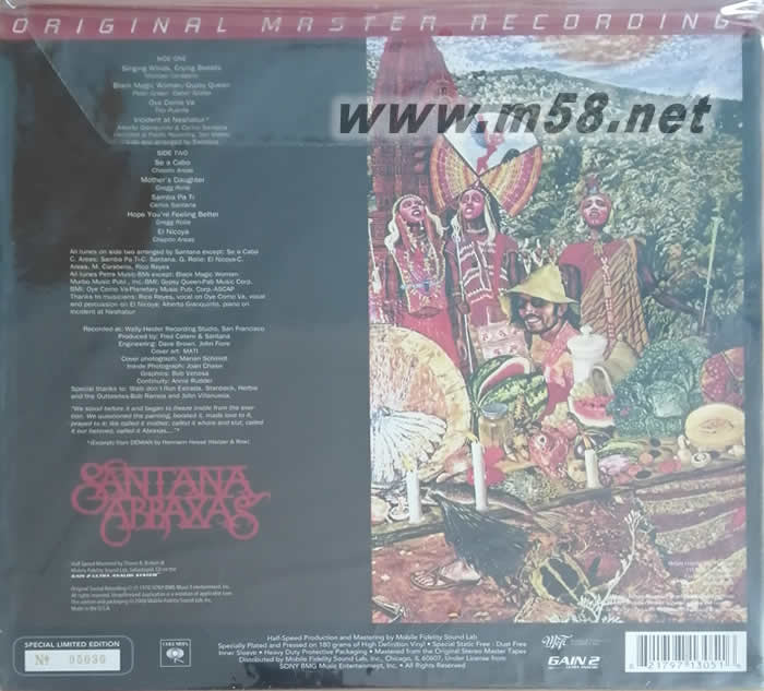 玉石的文字 Abraxas 180g 33RPM LP 黑膠專輯背面圖片