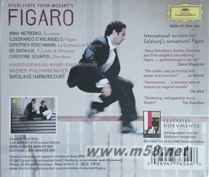 歌劇 費加洛的婚禮 選粹MOZART FIGARO 莫扎特專輯背面圖片