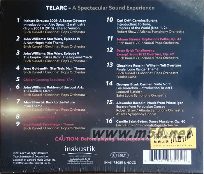 特麗 Telarc 震撼的聲音 A SPECTACULAR SOUND EXPERIENCE UHQCD專輯背面圖片