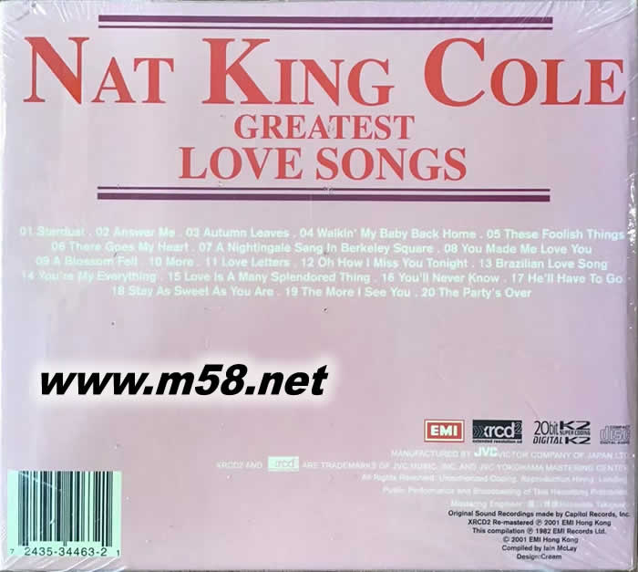 Greatest Love Songs XRCD專輯背面圖片