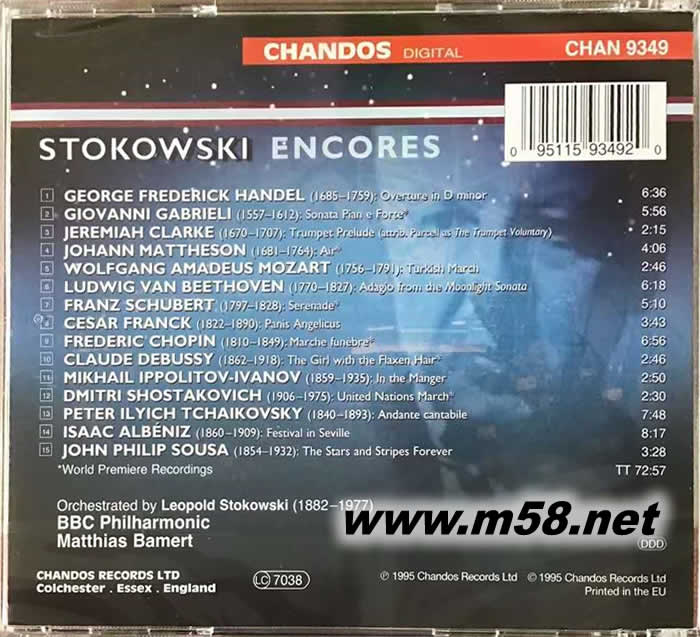 ENCORES 安可曲集 MATTHIAS BAMERT 指揮專輯背面圖片