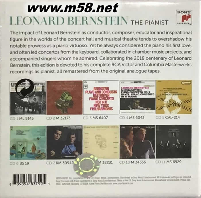 The Pianist Leonard Bernstein 11CD套裝專輯背面圖片