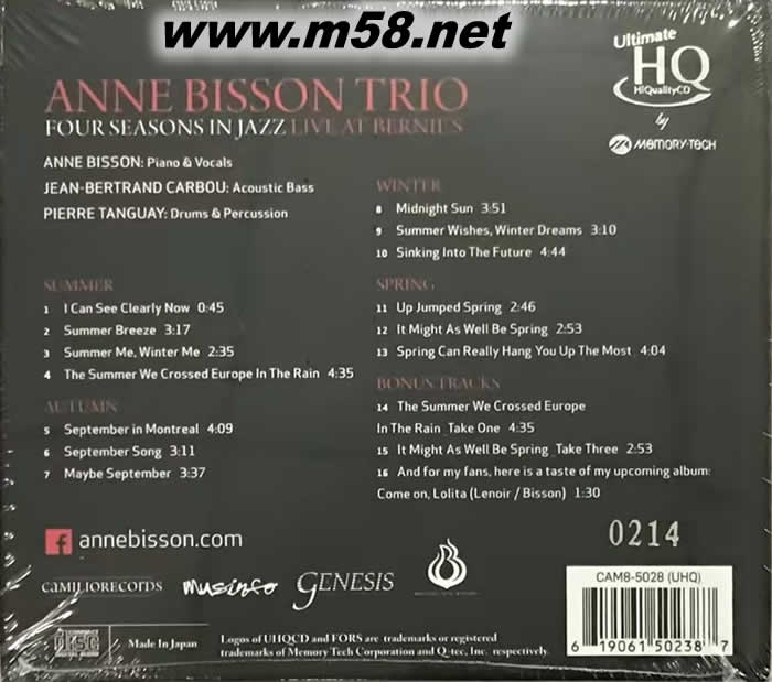 Anne Bisson Trio Four Seasons in Jazz 安妮比森 四季 UHQCD 頭版專輯背面圖片