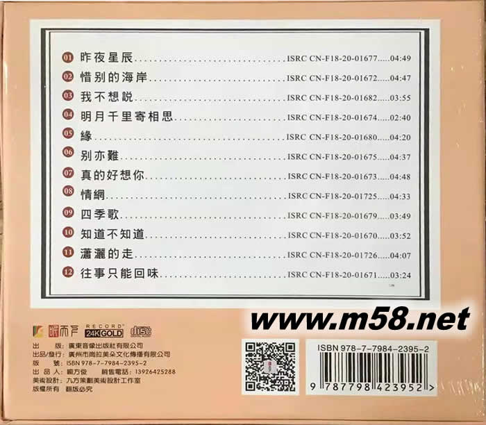 昨夜星辰 24K金碟 GOLD CD 純金碟 限量版專輯背面圖片