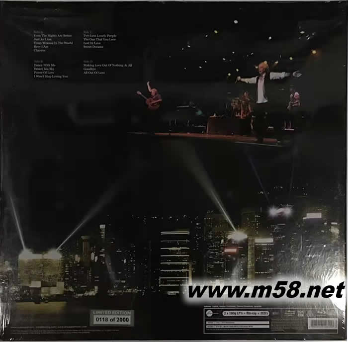 香港演唱會 AIR SUPPLY LIVE IN HONG KONG 雙黑膠(2LP+2CD+BD限量套裝)專輯背面圖片