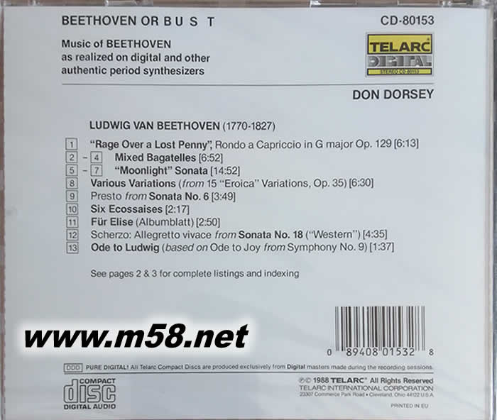 電子貝多芬BEETHOVEN OR BUST專輯背面圖片