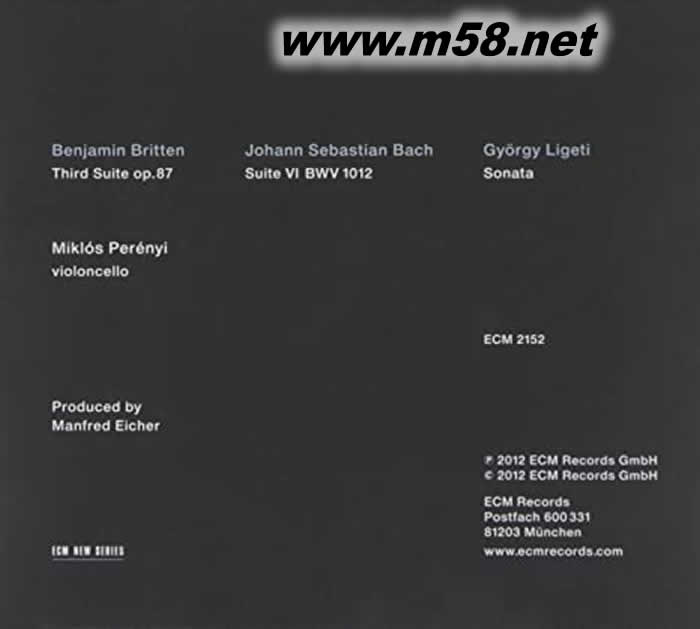 MIKLOS PERENYI 匈牙利大提琴手普雷恩伊 BRITTEN BACH LIGETI專輯背面圖片