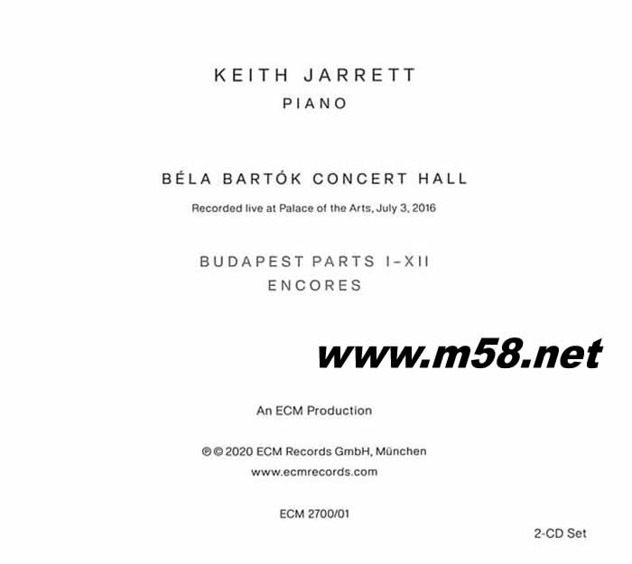 奇斯杰瑞特 布達佩斯音樂會 BELA BARTOK CONCERT HALL 2CD專輯背面圖片