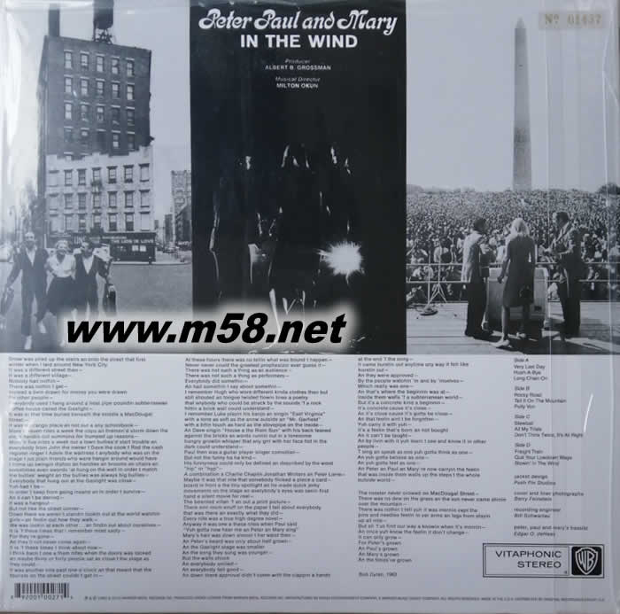 IN THE WIND 在風中 (民謠) 180g 45RPM LP 黑膠專輯背面圖片