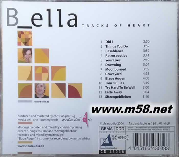 TRACKS OF HEART專輯背面圖片