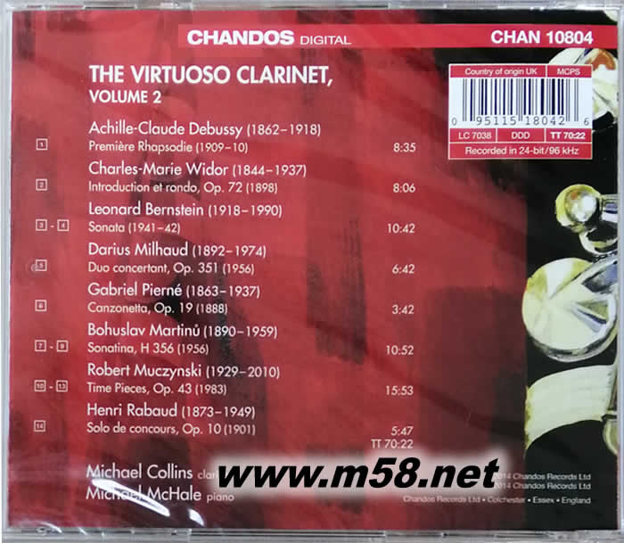 The Virtuoso Clarinet Vol. 2 超技單簧管(2)專輯背面圖片