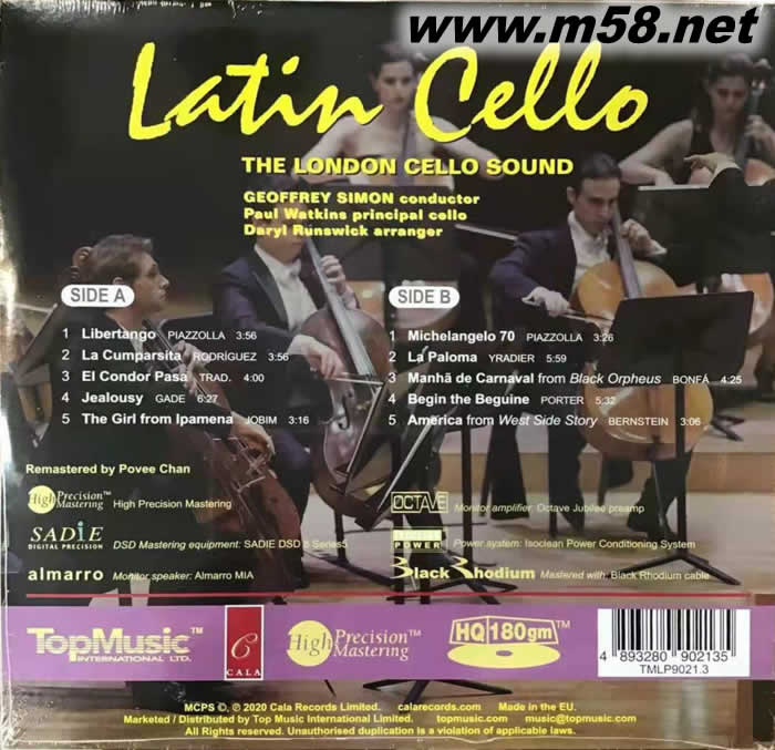 LATIN CELLO 拉丁大提琴 黑膠專輯背面圖片