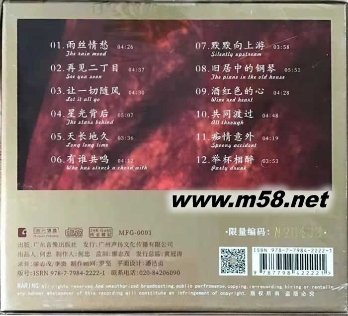 男人40 純24K金碟 GOLD CD 限量版專輯背面圖片