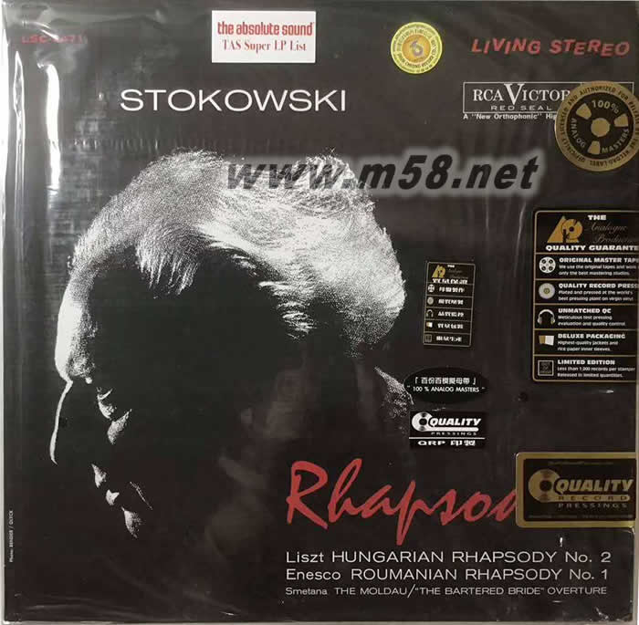 RHAPSODIES STOKOWSKI 匈牙利狂想曲史托考夫斯基 立體聲名盤 200g 33RPM LP 白頭佬 黑膠專輯正面圖片