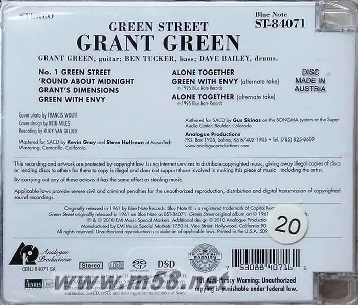 GREEN STEET 爵士吉它大師與貝斯、鼓三重奏 SACD專輯正面圖片