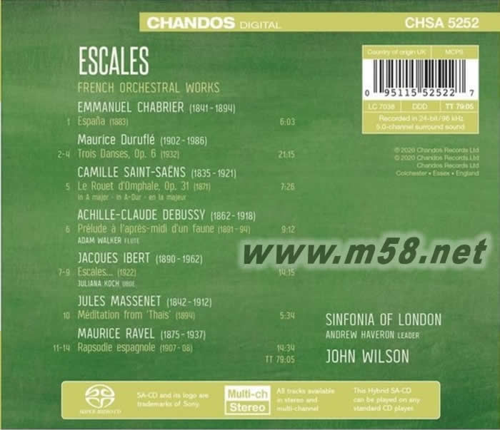 管弦樂作品集 ESCALES SACD專輯背面圖片