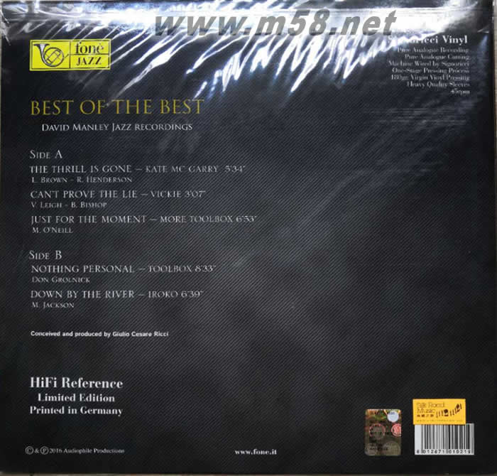 最佳爵士樂精選 Best of the Best DAVID MANLEY JAZZ RECORDINGS 180g 45RPM LP 黑膠專輯背面圖片