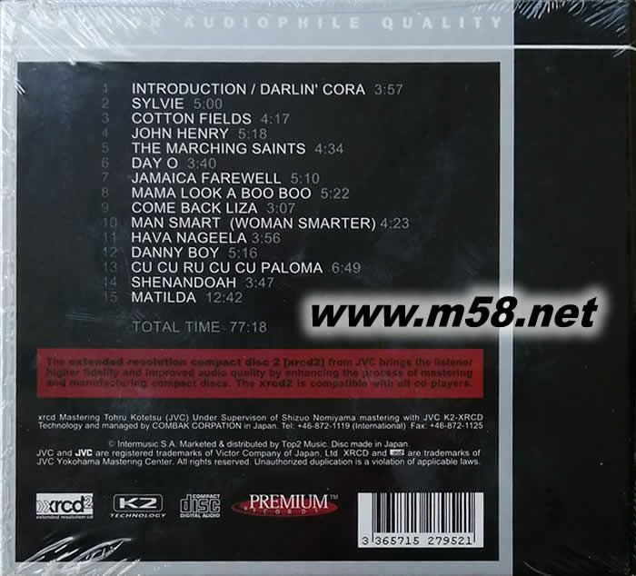 BELAFONTE AT CARNEGIE HALL 貝拉芬堤在卡耐基大廳 XRCD專輯背面圖片