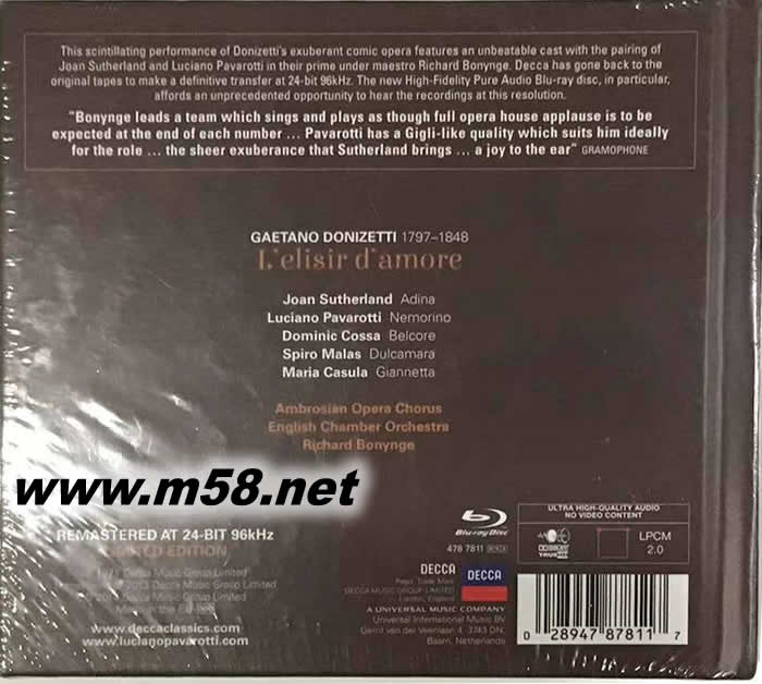 DONIZETTI 多尼采蒂 愛之甘醇 CD+BD專輯背面圖片