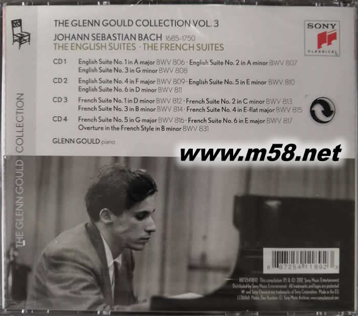 巴赫 GLENN GOULD PLAYS BACH ENGLISH SUITES (4CD套裝)專輯背面圖片