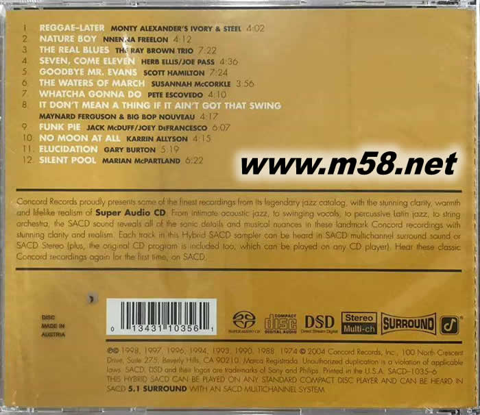 最強精選2 爵士SACD CONCORD JAZZA SUPER AUDIO CD SAMPLER VOLUME 2 SACD專輯背面圖片