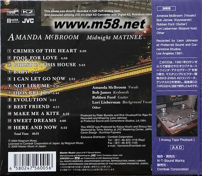 Midnight Matinee 子夜場 XRCD 日本版專輯背面圖片