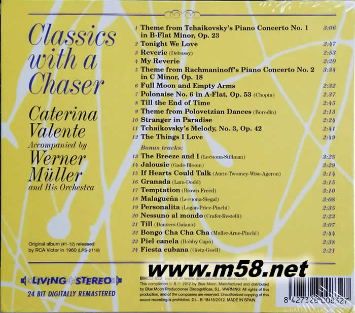 永恒璀璨 Caterina Valente. Classics with a Chaser. Accompanied by Werner Muller and His Orchestra專輯背面圖片