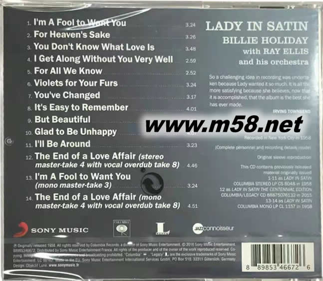 Lady In Satin 綢緞里的女人 (2016版)專輯背面圖片