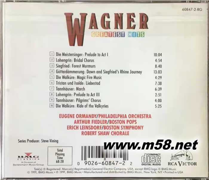 WAGNER 瓦格納精選專輯背面圖片