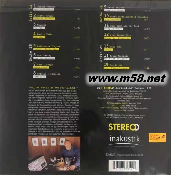 金耳朵 3 DIE STEREO HORTEST DEITION VOL.III 聽力測試立體聲第3輯 黑膠專輯背面圖片