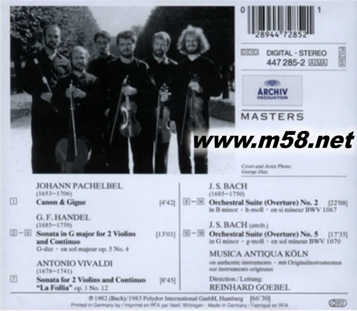雷恩哈德 戈貝爾 - 帕坎貝爾:卡農(nóng)與吉格 Reinhard Goebel - Pachelbel: Canon And Gigue專輯背面圖片