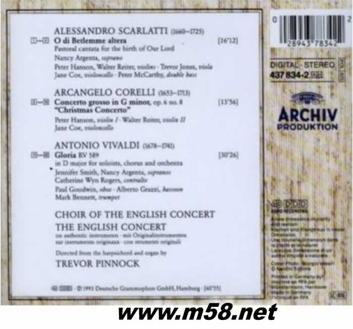 維瓦爾第:榮耀經Vivaldi: Gloria專輯背面圖片