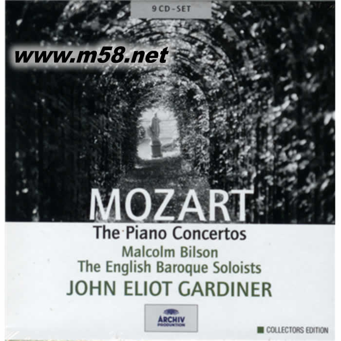 John Eliot Gardiner 指揮 馬爾科姆 比爾遜 - 莫扎特:鋼琴協奏曲集 Malcolm Bilson - Mozart:The Piano Concertos 9CD套裝專輯正面圖片