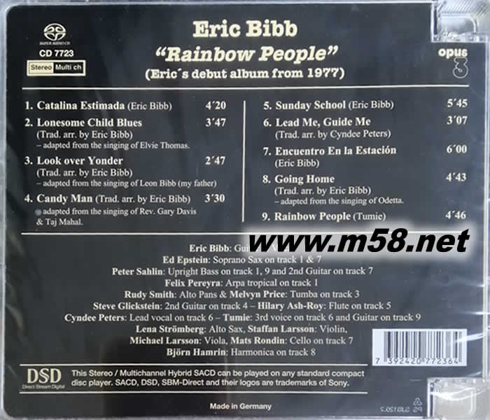 RAINBOW PEOPLE 彩虹人生 SACD(瑞典OPUS 3 發(fā)燒工作室)專輯背面圖片