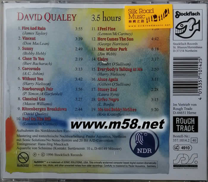 大衛哥利 3.5 HOURS 三個半小時專輯背面圖片