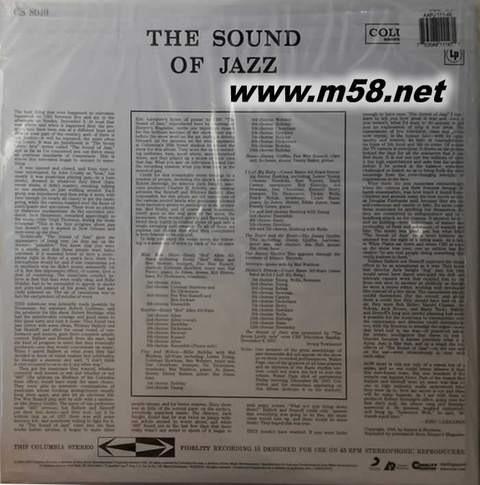爵士之聲 The Sound Of Jazz 群星集錦 45轉 雙黑膠專輯背面圖片