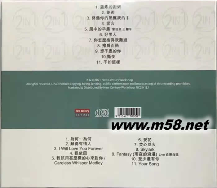 王馨平 李樂詩 香港樂壇記錄2021專輯背面圖片