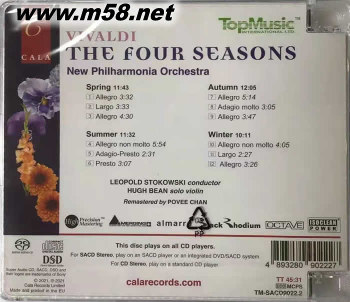 白頭佬四季 VIVALDI THE FOUR SEASONS SACD專輯背面圖片