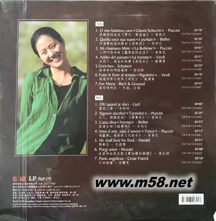 二十三歲的詠嘆調 李黎 黑膠專輯背面圖片