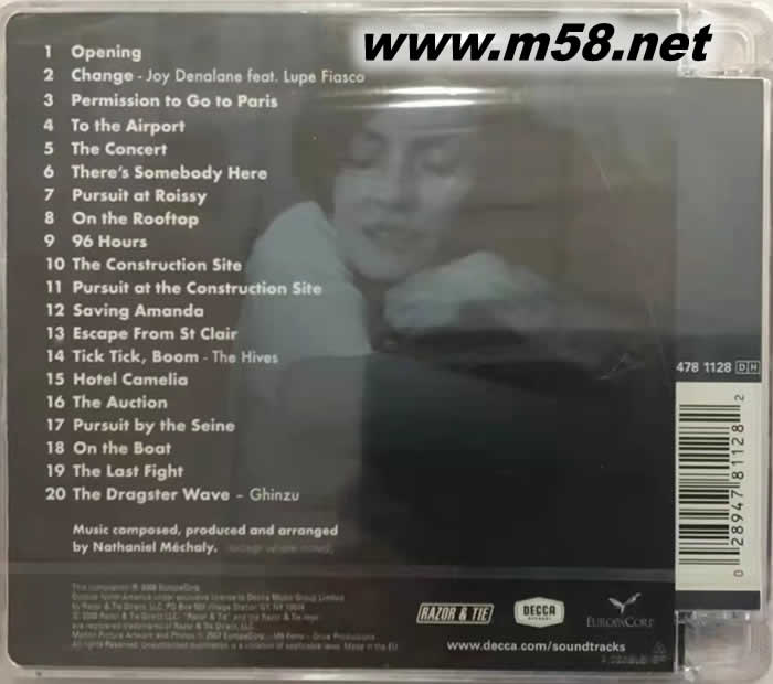 《颶風營救》電影原聲帶 Nathaniel Mechaly:Taken OST 電影原聲碟專輯背面圖片