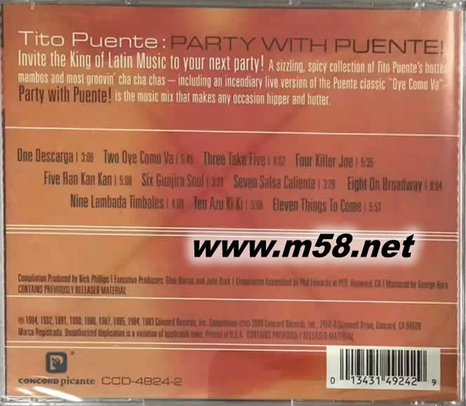 拉丁爵士Party with Puente! CD(美版)專輯背面圖片