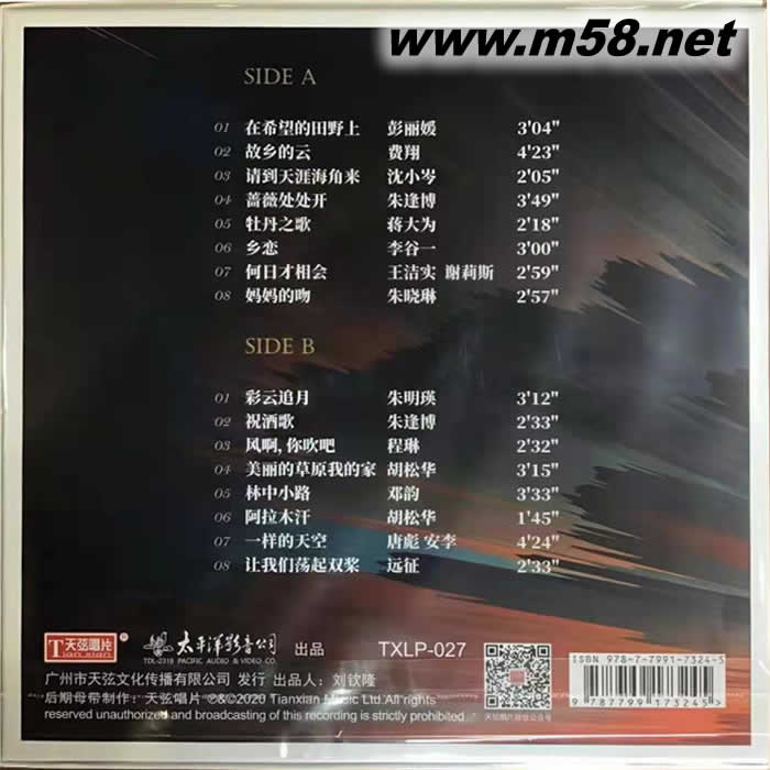 太平洋 一人一首成名曲 群星合輯 黑膠 限量版專輯背面圖片