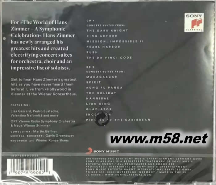 The World of Hans Zimmer - A Symphonic Celebration (Live)交響禮贊:漢斯.季默的音樂世界專輯背面圖片