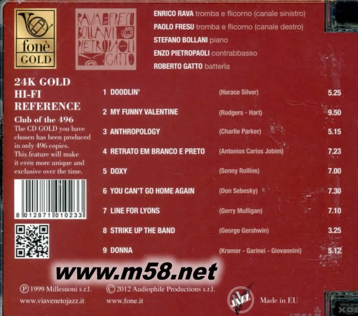 切特的色彩Shades of Chet 24K (小號) 24K金碟專輯背面圖片