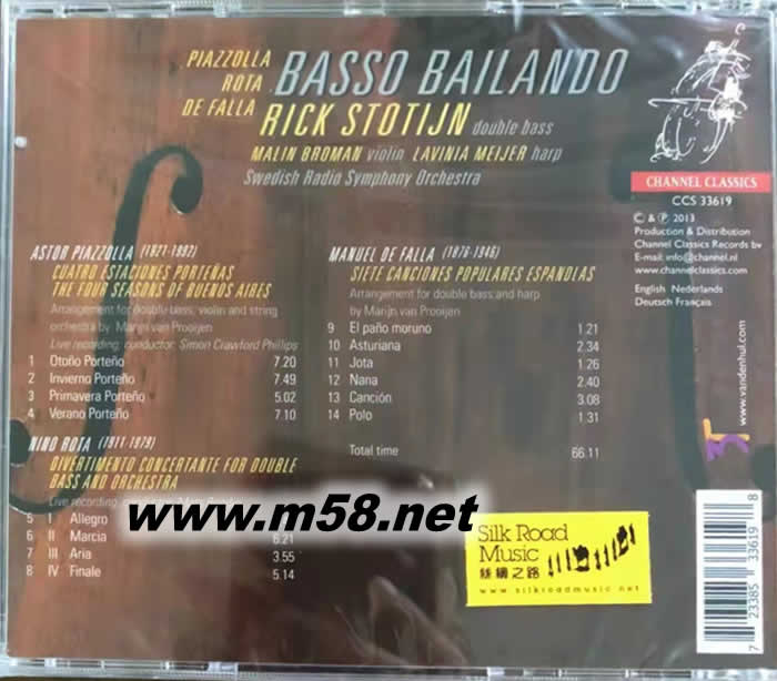 RICK STOTIJN 舞動的低音大提琴 BASSO BAILANDO(大提琴與豎琴)專輯背面圖片