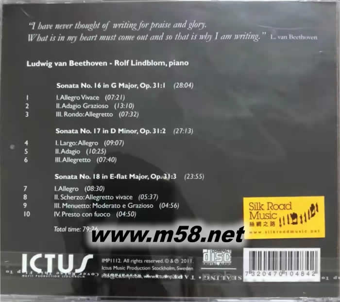 貝多芬第16-18奏鳴曲,作品31 Beethoven : Sonata No.16-18,Opus 31專輯背面圖片