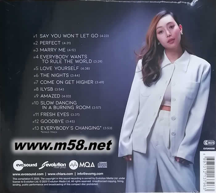 發(fā)燒女聲卡爾CHLARA acoustic NOW (MQACD)專輯背面圖片